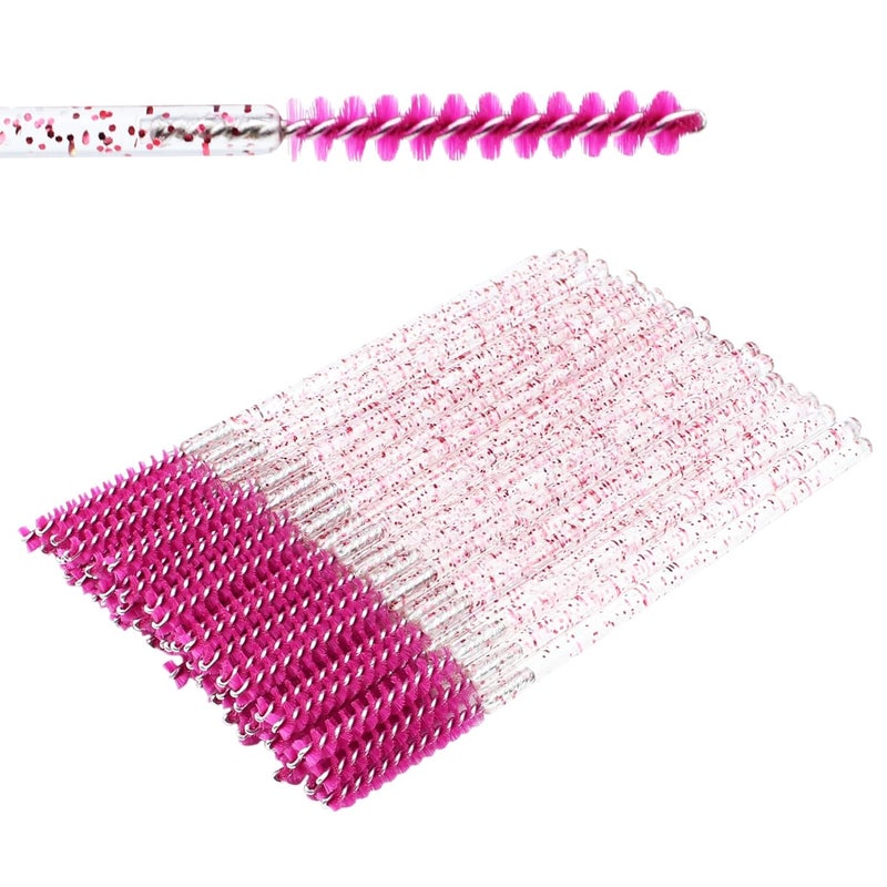 SenRocc Mini Disposable Skinny Mascara Wands 50pcs Micro Eyelash Brush Small Pink Makeup Brush Applicators Eyebrow Spoolies (Skinny-C-Rose-50) - Image 1